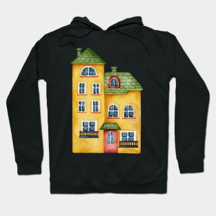 YELLOW VILLAGE HOUSE WATERCOLOR Hoodie